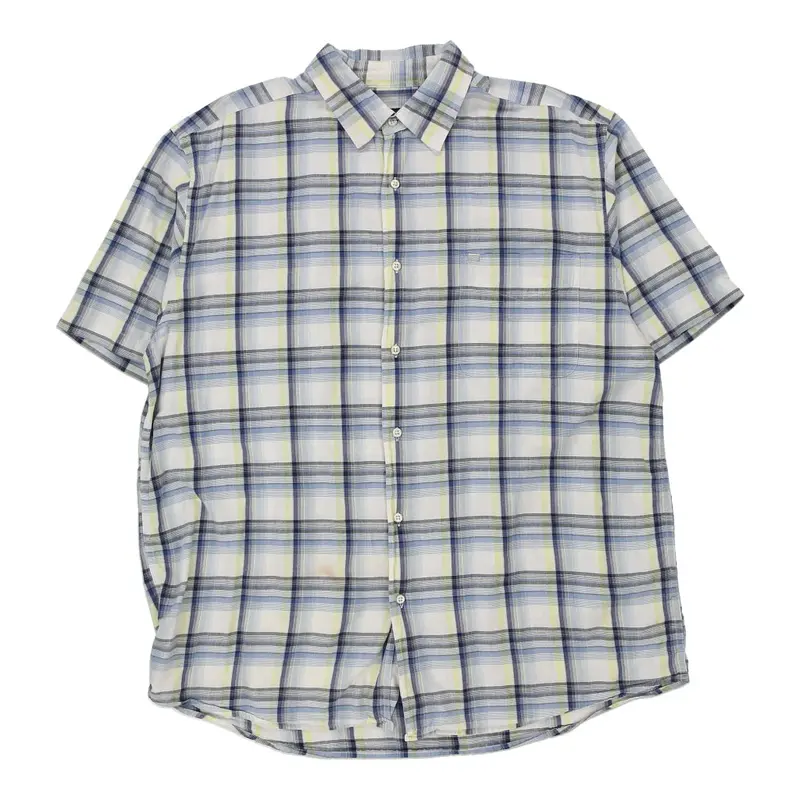 Nautica Checked Short Sleeve Shirt - XL White Cotton