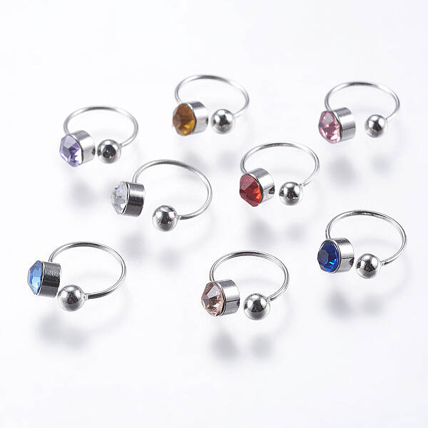 Brass Rhinestone Cuff Earrings