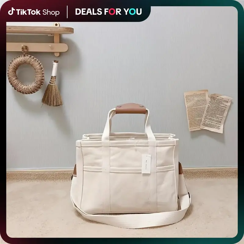 Fashionable Plain Tote Bag As Gift,Women's large capacity tote,Trendy canvas shoulder bag,Oversized,fashion handbag,Multi-poc...