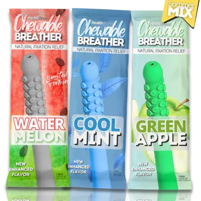 NEW HealthChews Summer Mix Edition FlexBar Aromatherapy Chewable Breatherwith Essential Oil for Craving Relief On the Go