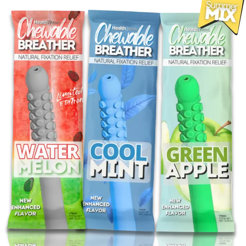 NEW HealthChews Summer Mix Edition FlexBar Aromatherapy Chewable Breatherwith Essential Oil for Craving Relief On the Go
