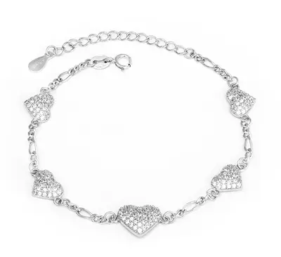 Agato Silver bracelet with sparkling hearts AGB783/21