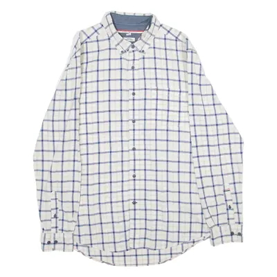 TOMMY HILFIGER Custom Fit Mens Shirt Blue Check Long Sleeve L