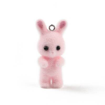 Flocking Resin Cute Bunny Pendants