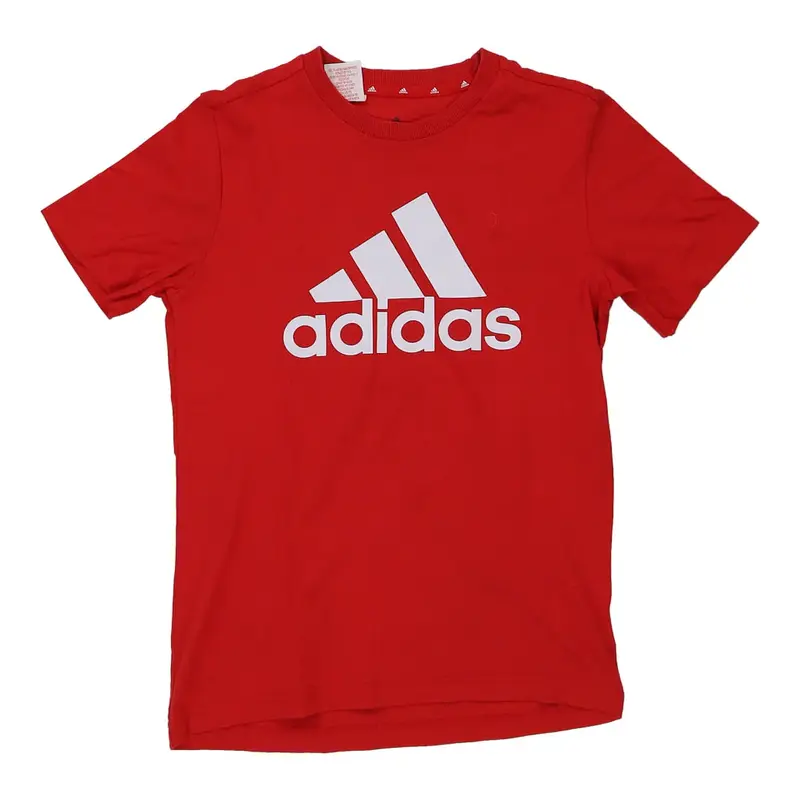Age 13-14 Adidas Spellout T-Shirt - Medium Red Cotton
