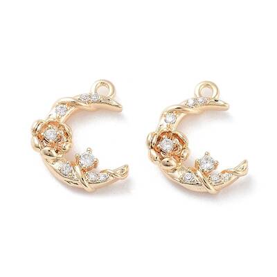 Brass Micro Pave Clear Cubic Zirconia Charms