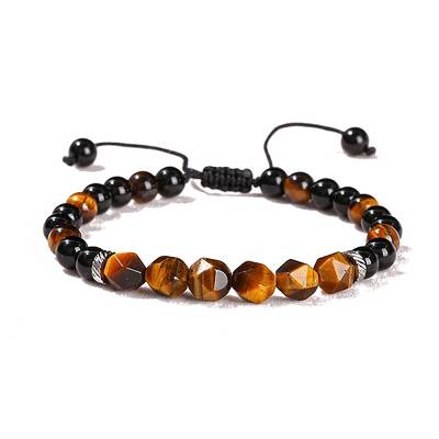 Natural Black Onyx Braided Bead Bracelets