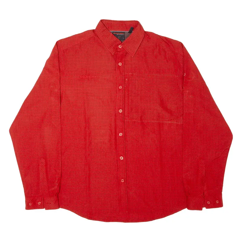 MAMMUT Mens Shirt Orange Check Long Sleeve L