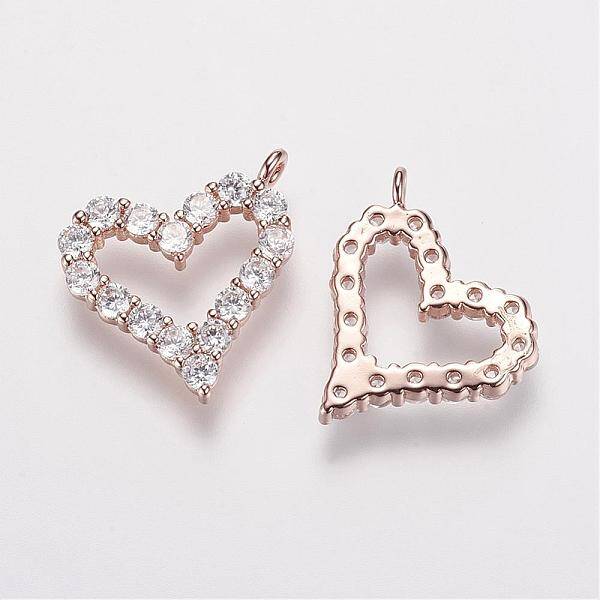 Brass Micro Pave Grade AAA Cubic Zirconia Charms