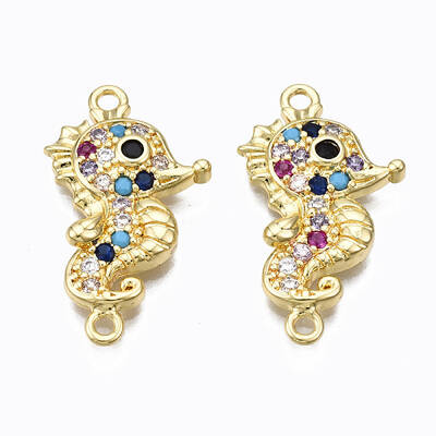 Brass Micro Pave Cubic Zirconia Links Connectors