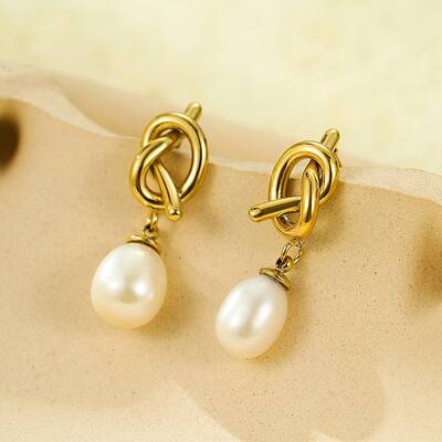 304 Stainless Steel knot Stud Earrings