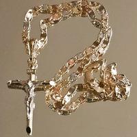 Tricolor 4mm -22-inch Chain with Crucifix Pendant - 14 Karat Gold Filled for Men and Women - Casual Wear Accessory with Suppl...