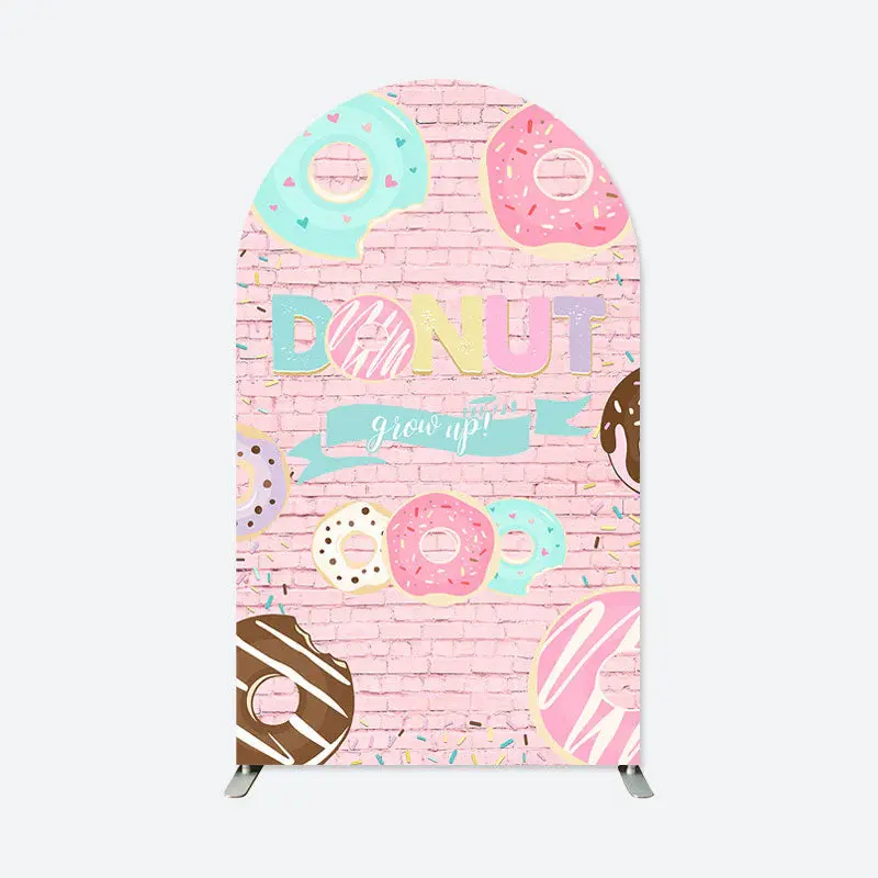 Aperturee Grow Up Brick Wall Cute Donut Birthday Arch Backdrop | Custom Arched Wall Covers | Diy Round Arch Backdrop | Weddin...
