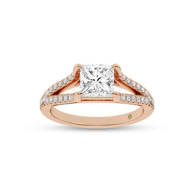 Delhi Split Shank Princess Cut Lab Grown Diamond Engagement Ring | 14K Rose Gold 3 1/3 CT. TW.