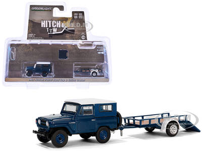 1961 Nissan Patrol Blue with White Top and Utility Trailer \