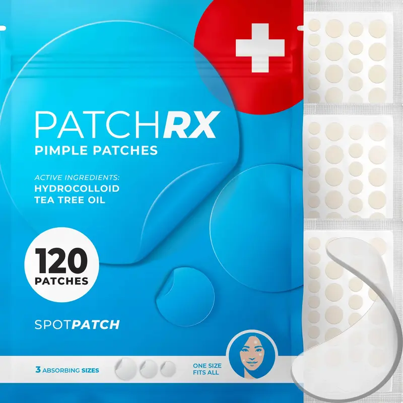 PatchRx Pimple Patches for Acne – Hydrocolloid Spot Treatment with Hydrocolloid, Tea Tree Oil & Salicylic Acid – Acne Pat...