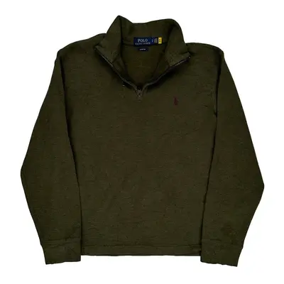 Estate Rib Polo By Ralph Lauren 1/4 Zip - Small Green Cotton