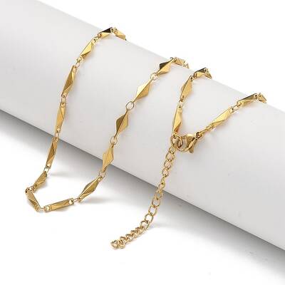 304 Stainless Steel Rhombus Link Necklaces
