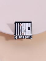Cartoon Goose in Cage Design Brooch, Cute Fashion Alloy Badge for Daily Clothing Decor, Trendy All-match & Exquisite Brooch f...