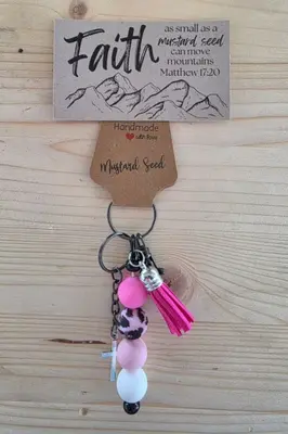 Faith & Strength Silicone Bead Keychain