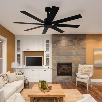 【No Lights】FUFU&GAGA 65 Indoor 8-Blades Wood Ceiling Fan with Remote Control Appliances Device