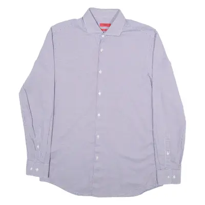 HUGO Slim Fit Mens Shirt Purple Check Long Sleeve M