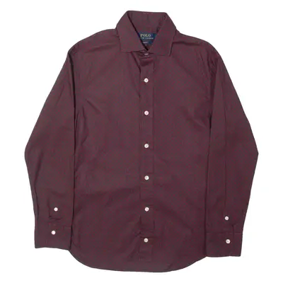 POLO RALPH LAUREN Slim Fit Mens Flannel Shirt Maroon Diamond Long Sleeve S