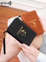 Passport Case with Card Slot, Pu Leather Passport Holder with Wristband, Rfid Blocking Passport Protector Wallet, Travel Docu...
