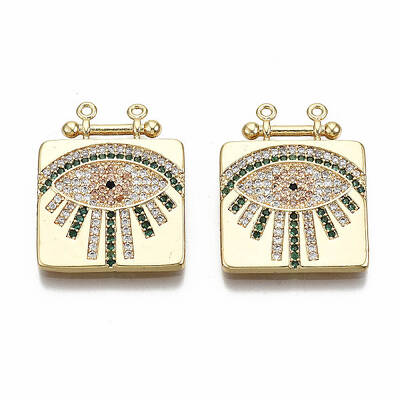 Brass Micro Pave Colorful Cubic Zirconia Pendants