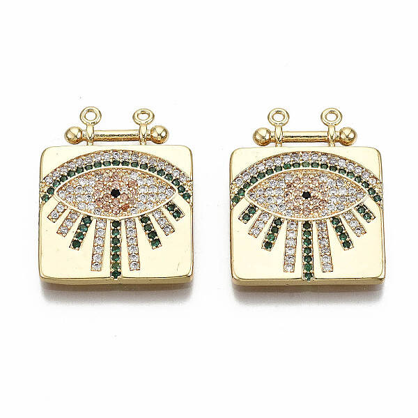 Brass Micro Pave Colorful Cubic Zirconia Pendants