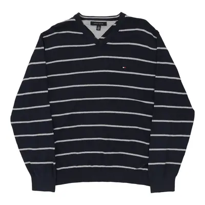 Tommy Hilfiger Striped Jumper - XL Navy Cotton