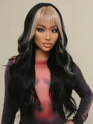 Women's 30inch Long Wavy Synthetic Wigs with Highlight Design For Daily, Cosplay, Hairstyles Ideas, Striking Natural Fluffy G...