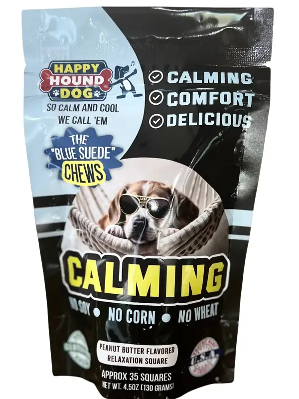 Happy Hound Dog Blue Suede Chews Peanut Butter Flavored Calming Treats
