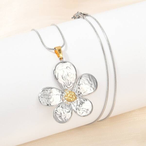 304 Stainless Steel Two Tone Pendant Necklaces for Women