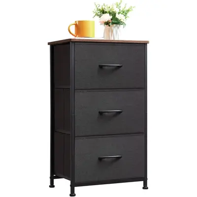 Somdot Small Dresser for Bedroom with 3 Drawers, Storage Chest of Drawers with Removable Fabric Bins for Closet Bedside Nurse...