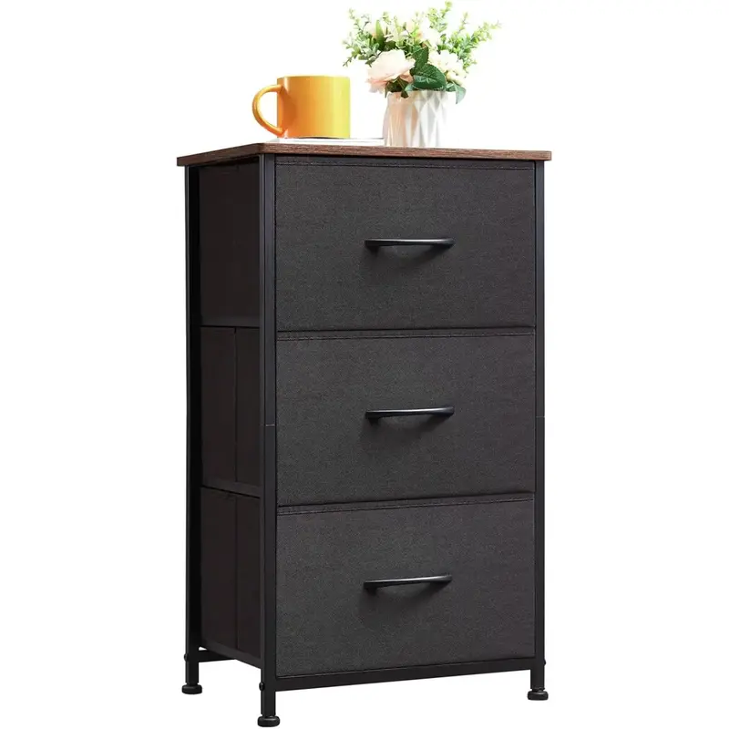 Somdot Small Dresser for Bedroom with 3 Drawers, Storage Chest of Drawers with Removable Fabric Bins for Closet Bedside Nurse...