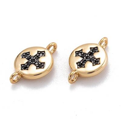 Brass Micro Pave Clear Cubic Zirconia Beads Links Connectors