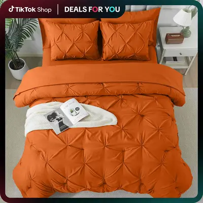 Cosybay pintuck Comforter Set King size-Luxury queen size 7pcs Lightweight comforter, Soft Fluffy bed sheet with 1 Comforter,...