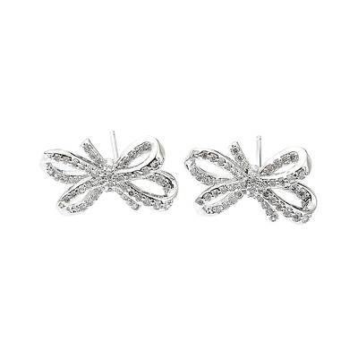 Rack Plating Brass Micro Pave Cubic Zirconia Stud Earring