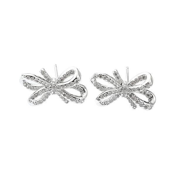 Rack Plating Brass Micro Pave Cubic Zirconia Stud Earring