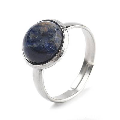 Half Round Natural Sodalite Finger Rings