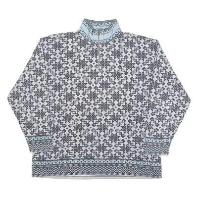 RASPBERRY COLLECTION Christmas Snowflake Mens Sweatshirt Blue 1/4 Zip L