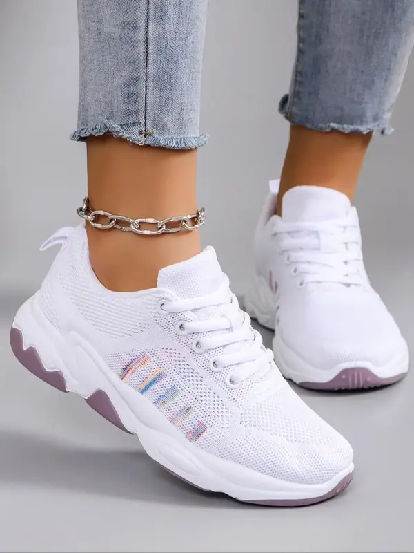 Women's Fashionable Lace Up Low Top Sneakers, Fall Casual Breathable Lightweight Non-slip Sports Designer Sneakers Shoes, Sho...