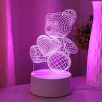 3D Cute Bear Design Night Light, USB Powered Creative LED Desk Lamp, Decorative Light for Home Bedroom Living Room, Atmosphe...
