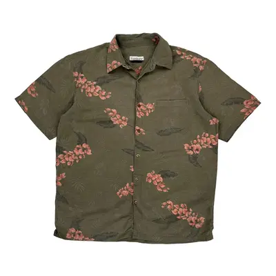Firethorn Hawaiian Shirt - Medium Green Silk