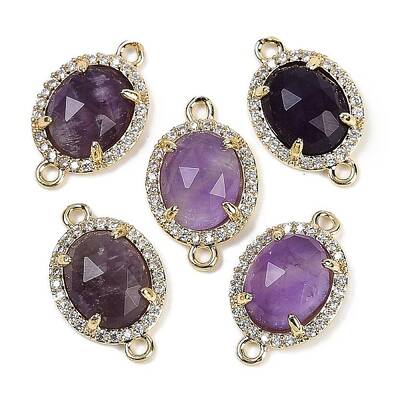 Natural Amethyst Faceted Oval Links