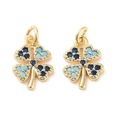 Clover Brass Micro Pave Cubic Zirconia Charms