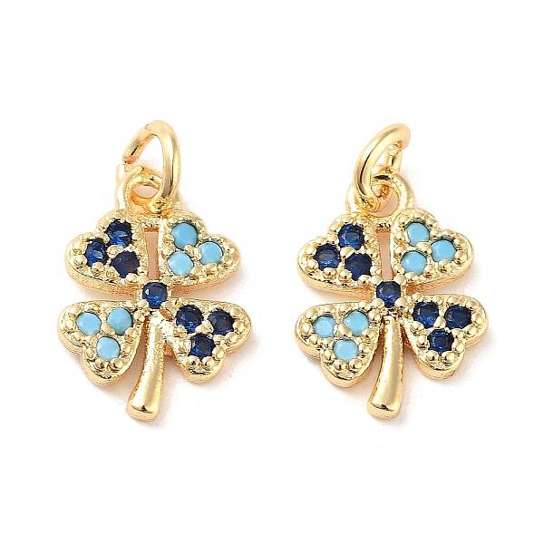 Clover Brass Micro Pave Cubic Zirconia Charms