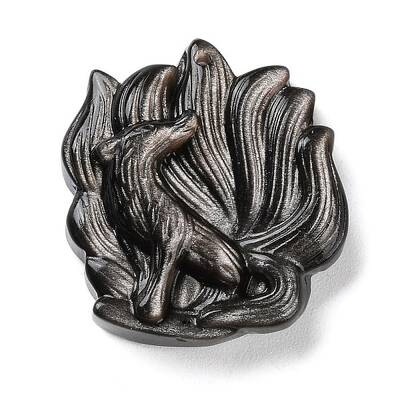 Natural Sliver Obsidian Carved Pendants