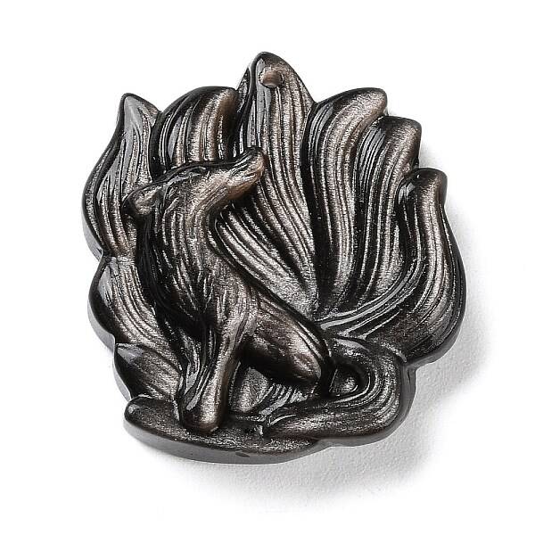 Natural Sliver Obsidian Carved Pendants